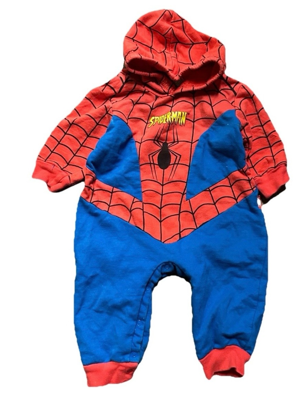 Vintage Y2K Baby Spider Man One Piece Hooded Outfit Size 12 Months